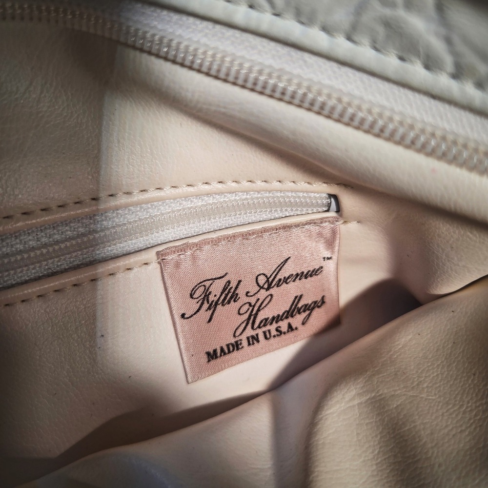 Vintage 80s Fifth Avenue Handbags White Faux Croc Pastel Shoulder Bag USA - Picture 6 of 8